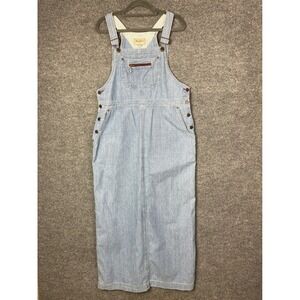 Eddie Bauer Denim Maxi Overalls Dress Blue‎ Jean Jumper Casual Womens Size M